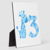 Blue Giraffe 3. Geburtstag Fotoplatte (Seite)