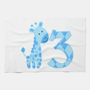 Blue Giraffe 3. Geburtstag Küchentuch