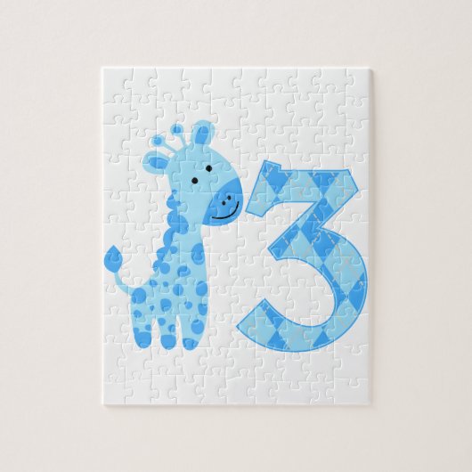 Blue Giraffe 3. Geburtstag Puzzle (Vertikal)