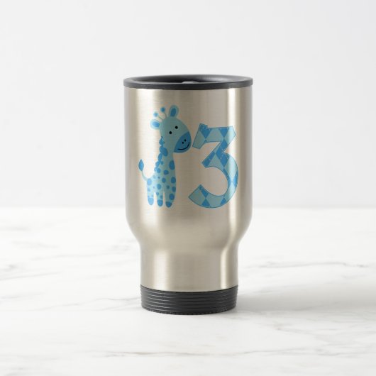 Blue Giraffe 3. Geburtstag Reisebecher (Mittel)