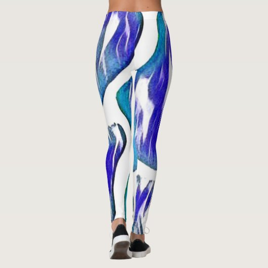 Blue Giraffe Animal Print Leggings (Rückseite)