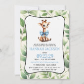 Blue Giraffe Baby Dusche Einladung (Vorderseite)