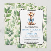 Blue Giraffe Baby Dusche Einladung (Vorne/Hinten)