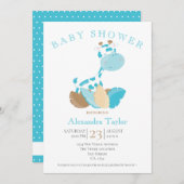 Blue Giraffe Baby Dusche Personalisiert Einladung (Vorne/Hinten)