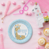 Blue Giraffe Baby Shower Paper Plate Pappteller (Party)