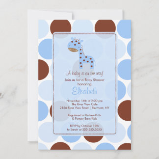 Blue Giraffe Boy Baby Showeinladung Einladung