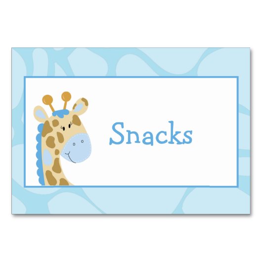 Blue Giraffe Custom Buffet Label Card Tischnummer (Vorderseite)
