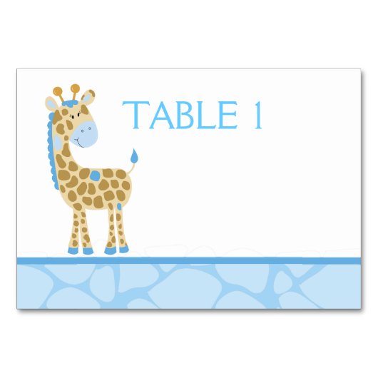 Blue Giraffe Custom Table Card Tischnummer (Vorderseite)