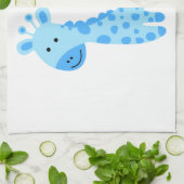 Blue Giraffe Erster Geburtstag Geschirrtuch (Gefaltet)