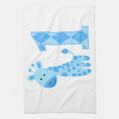 Blue Giraffe Erster Geburtstag Geschirrtuch (Vertikal)