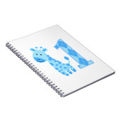 Blue Giraffe Erster Geburtstag Notizblock (Rechte Seite)