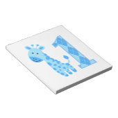 Blue Giraffe Erster Geburtstag Notizblock (angewinkelt)