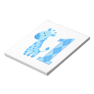 Blue Giraffe Erster Geburtstag Notizblock