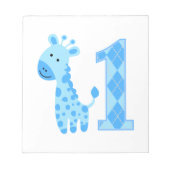 Blue Giraffe Erster Geburtstag Notizblock (Vorderseite)