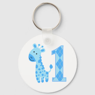 Blue Giraffe Erster Geburtstag Schlüsselanhänger