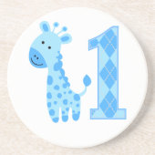 Blue Giraffe Erster Geburtstag Untersetzer (Vorne)