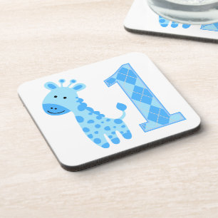 Blue Giraffe Erster Geburtstag Untersetzer