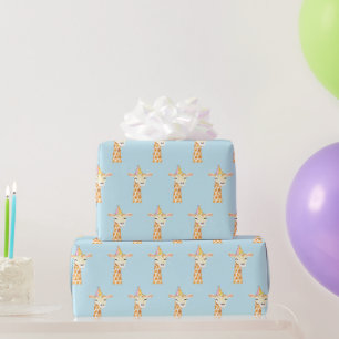 Blue Giraffe Geburtstagsparty Geschenkpapier