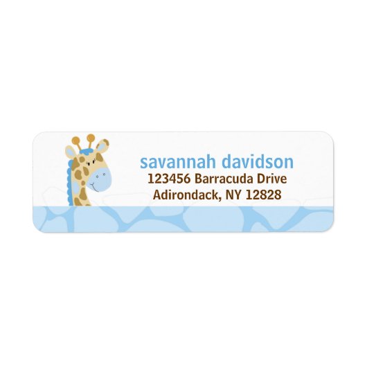 Blue Giraffe - individuelle Adressenmarken (Vorne)