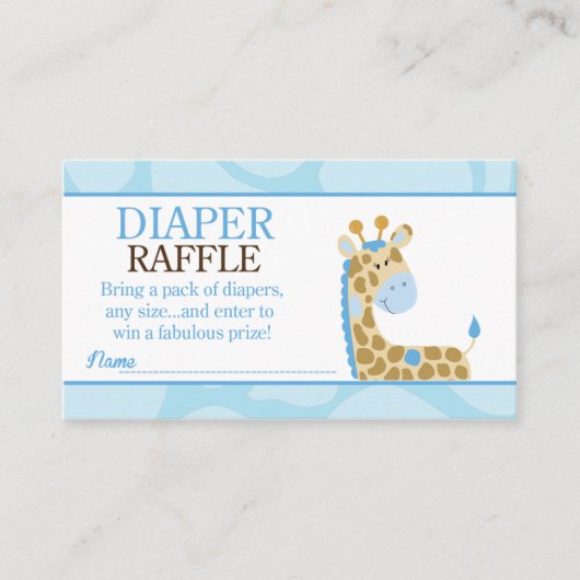 Blue Giraffe Jungle Baby Duwer Diaper Raffle Begleitkarte (Vorderseite)