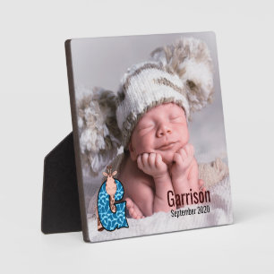 Blue Giraffe Letter G Baby's Foto Fotoplatte