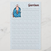 Blue Giraffe Mongrammed G Lined Briefpapier (Vorderseite)