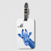 Blue Giraffe Pop Art Monogram Gepäckanhänger (Vorderseite Vertikal)