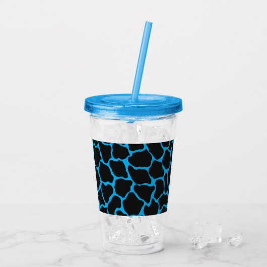 Blue Giraffe Print Acryltrinkbecher (Rückseite Ice)