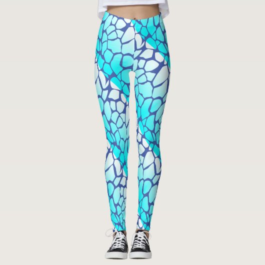 Blue Giraffe Print Leggings (Vorderseite)