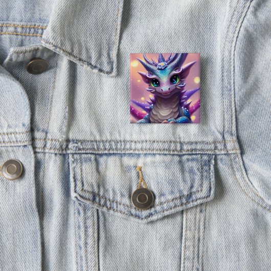 Blue Girl Dragon Poster Button (Beispiel)