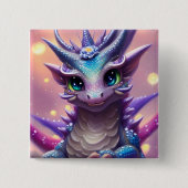 Blue Girl Dragon Poster Button (Vorderseite)