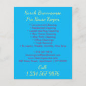 Blue Girl House Maid Janitorial Cleaning Flyer (Rückseite)
