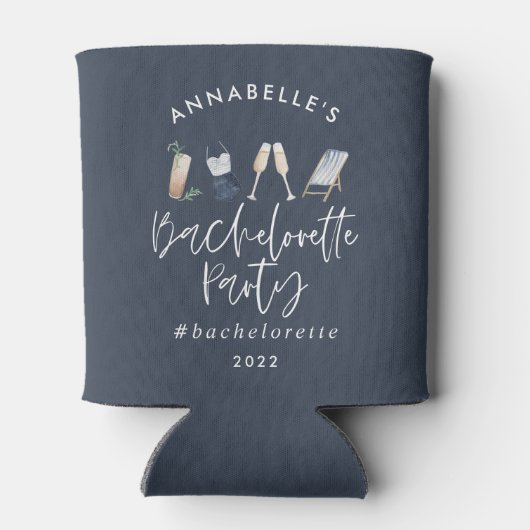 Blue Girl moderne Cocktail Drehbuch Bachelorette k Dosenkühler (Rückseite)