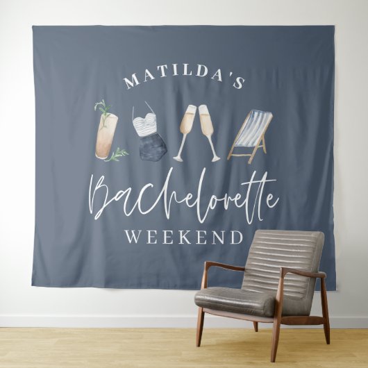 Blue Girl moderne Drinks Bachelorette Wochenende Wandteppich (Beispiel (Horizontal))