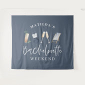 Blue Girl moderne Drinks Bachelorette Wochenende Wandteppich (Vorderseite (Horizontal))