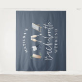 Blue Girl moderne Drinks Bachelorette Wochenende Wandteppich (Vorderseite)