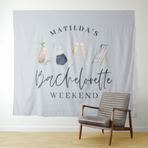 Blue Girl moderne Drinks Bachelorette Wochenende Wandteppich