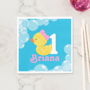 Blue Girl Rubber Duck Personalisiert Geburtstag Serviette