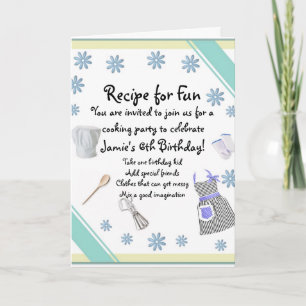 Blue Girls Cooking Party Einladung