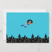 Blue Girls Superhero Kindergeburtstag Einladung (Rückseite)