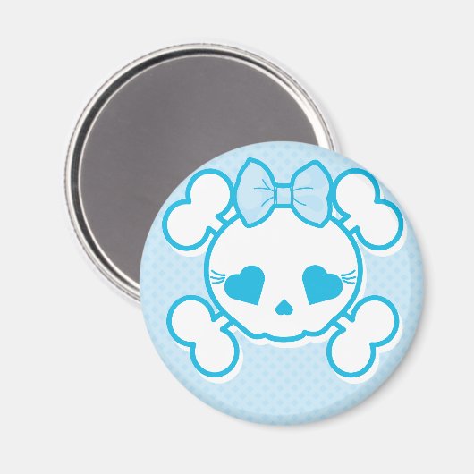 Blue Girly Skull Magnet (Vorderseite/Rückseite)