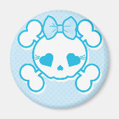Blue Girly Skull Magnet (Vorne)