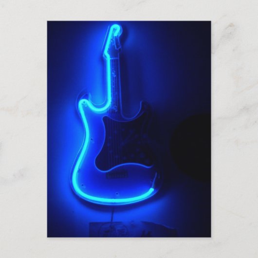 Blue Gitarre, Cool Neon Sign Postkarte (Vorderseite)