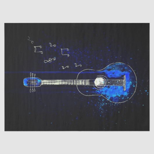 Blue Gitarre Tissue Paper Seidenpapier (Vorderseite)