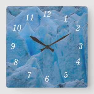 Blue Glacier Wall Clock Quadratische Wanduhr