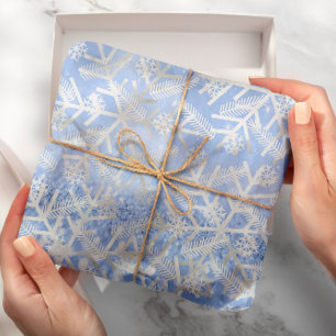Blue Glam Glitzer Weihnachtsfeiertage Schneeflocke Geschenkpapier