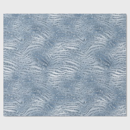 Blue Glam Glitzer Zebra Print Geschenkpapier (Flach)