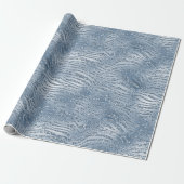 Blue Glam Glitzer Zebra Print Geschenkpapier (Ungerollt)