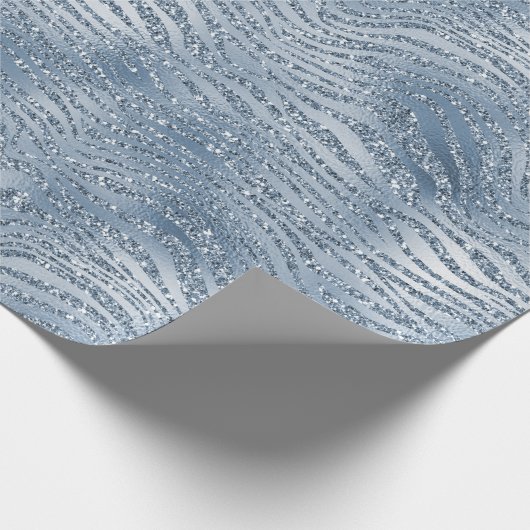 Blue Glam Glitzer Zebra Print Geschenkpapier (Ecke)