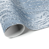 Blue Glam Glitzer Zebra Print Geschenkpapier (Rolleneckpunkt)